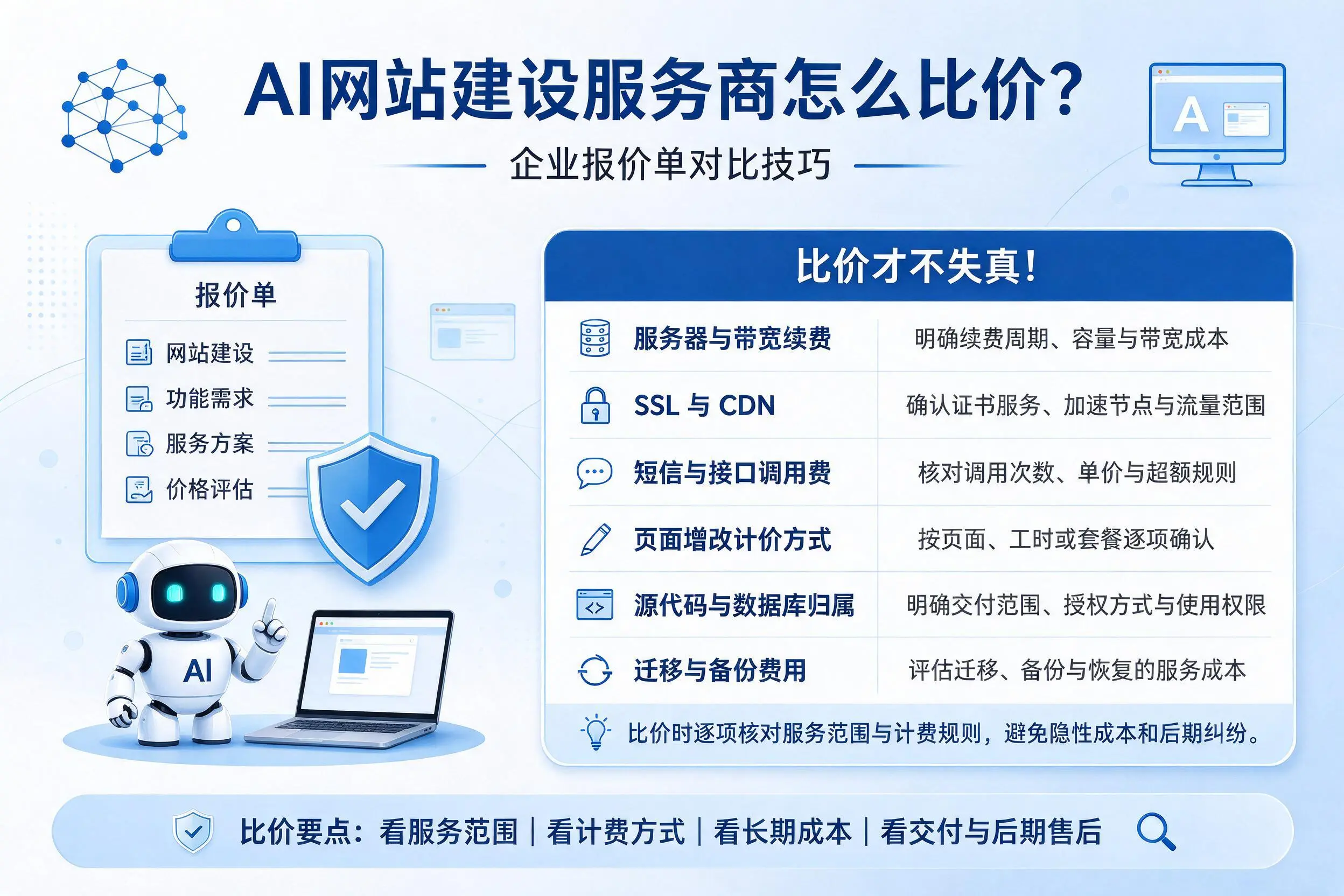 AI网站建设服务商怎么比价?丽江企业报价单对比技巧