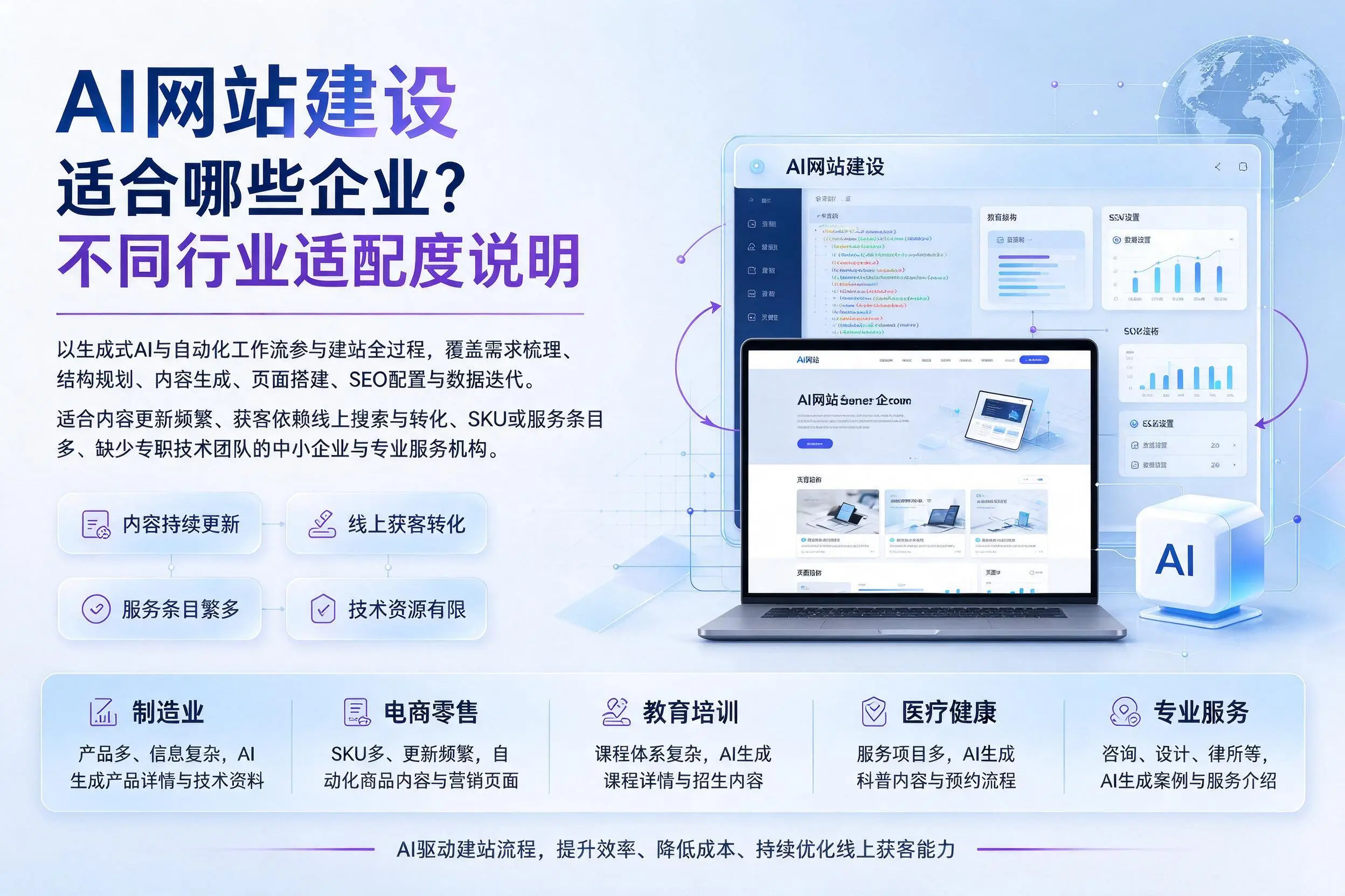 AI网站建设适合哪些企业？丽江不同行业适配度说明